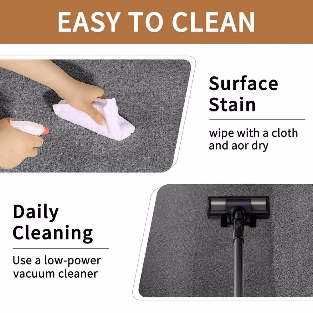 SPETLEK Dark Grey Large Thick Pile Non-Slip Rectangular Rug for Living Room and Bedroom, W: 130 cm, D: 100 cm – 2