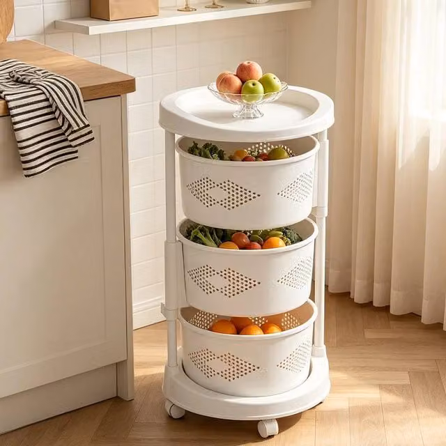Kelvenix Rotating Freestanding Vegetable Rack in White