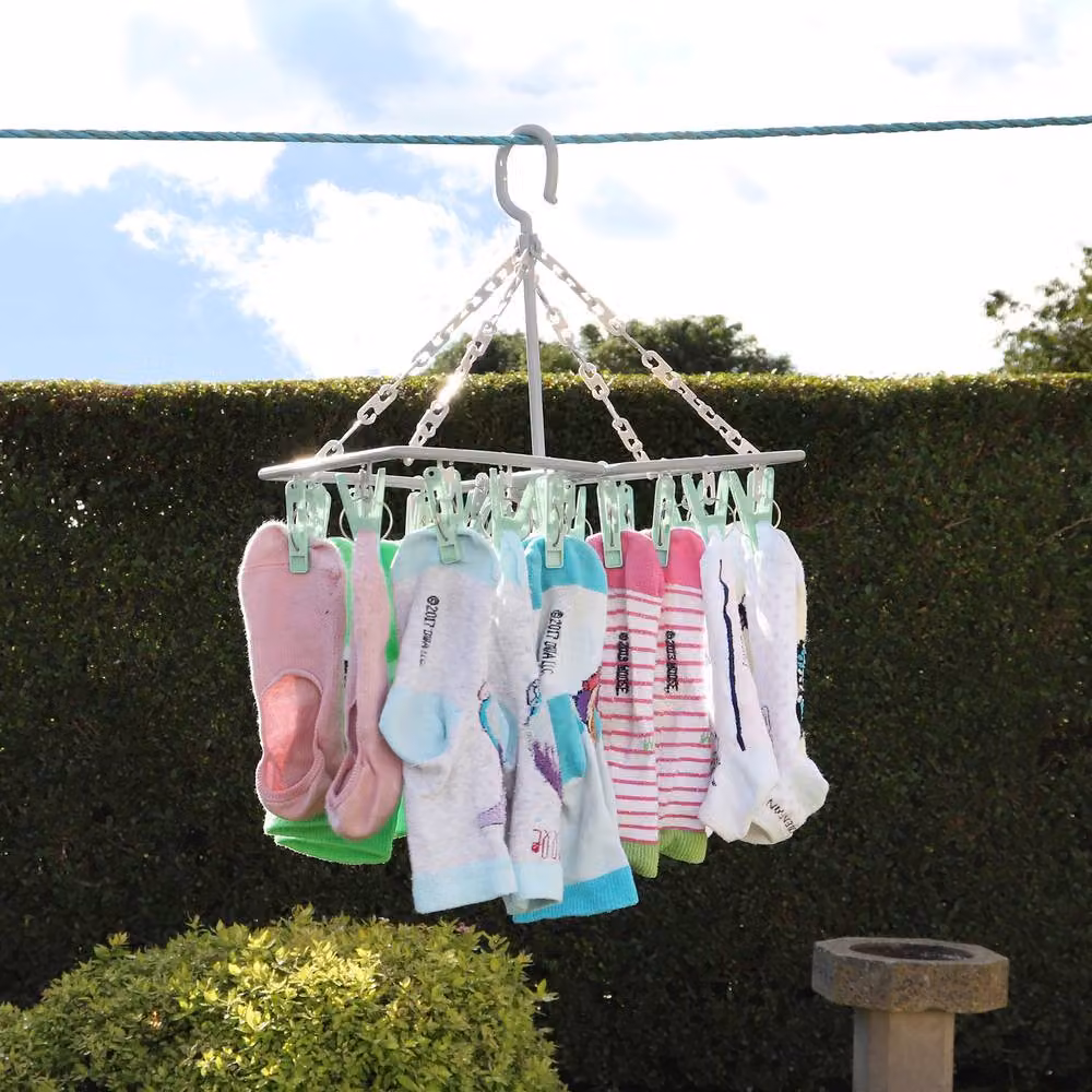 JVL Multicolour Folding Sock Dryer with 20 Pegs – 2