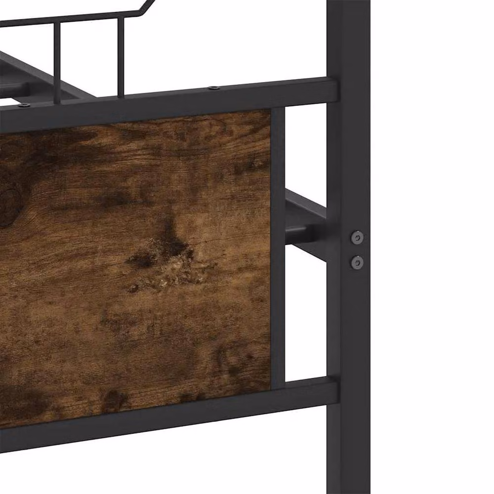 Berkfield Home Durable Industrial Bed Frame in Smoked Oak and Brown, W/D/H: 120 x 200 x 91.5 cm – 6