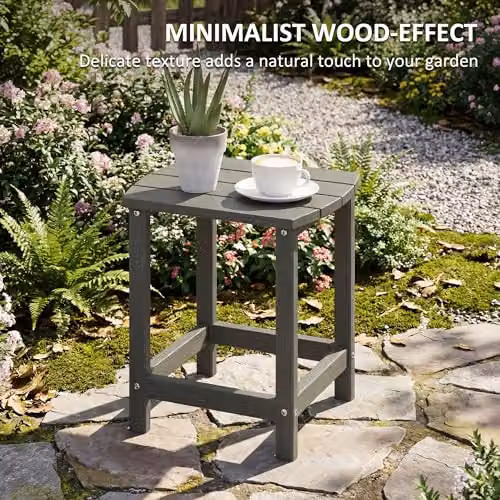 Outsunny Grey Plastic Outdoor Side Table for Garden and Terrace – 6