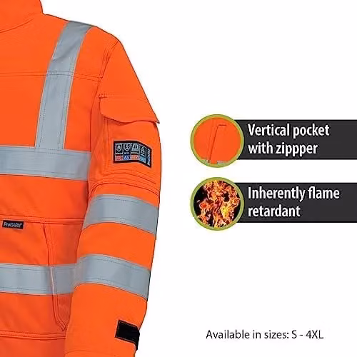 Pegdev Men's Orange Hi-Vis FR Arc Flash Safety Jacket, Size: 3XL – 2