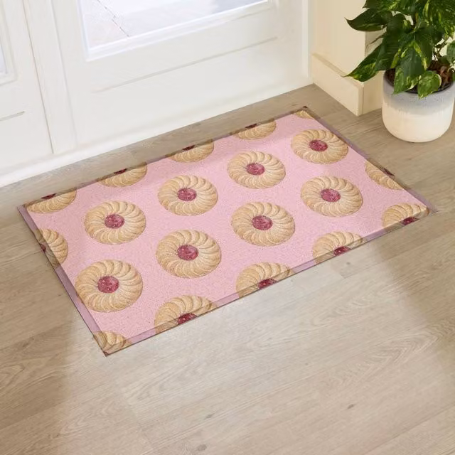 Artsy Mats Jam Biscuit Indoor/Outdoor Doormat in Pink, W: 90 cm, D: 60 cm