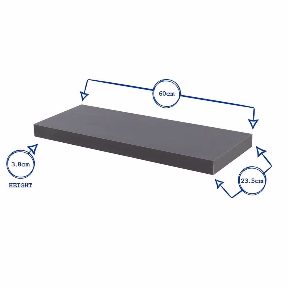 Havendro Black Wooden Floating Wall Shelf, Width: 60 cm – 2