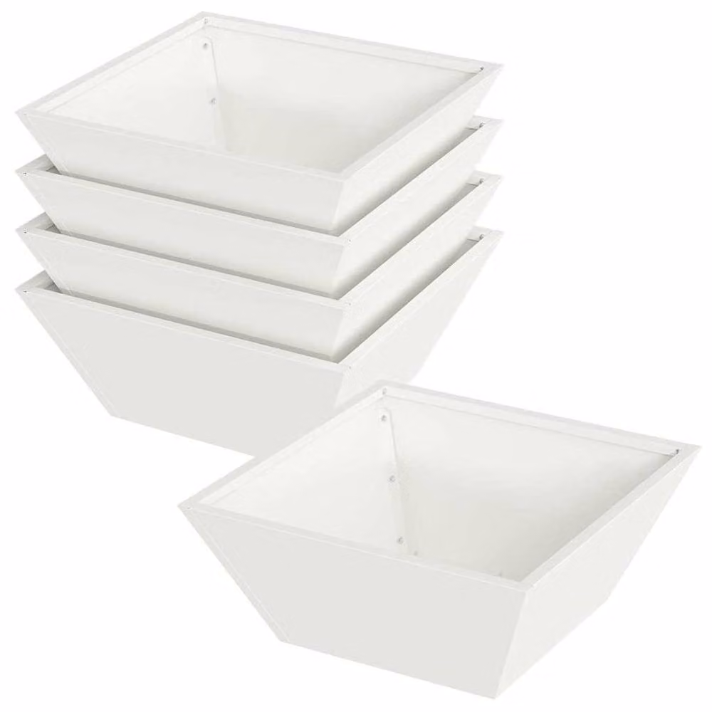 Berkfield Home White Steel Garden Bowl Planters, 5 Piece Set, W/D/H: 40 x 40 x 15 cm – 3