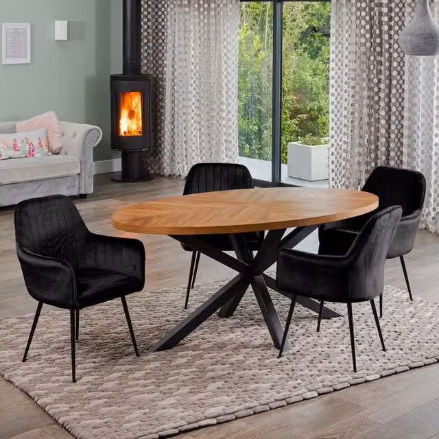 Artemis Home Modern Oval Dining Table Set with 4 Black Chairs
