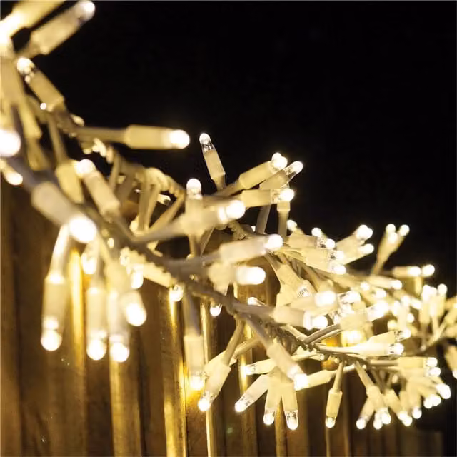 Xmas Haus Warm White LED Icicle Cluster Lights, 20m, White, IP65 Waterproof – 1