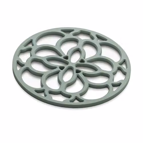 Zeal Silicone Round Heritage Design Trivet Mat in Dark Sage, Diameter: 13 cm – 1