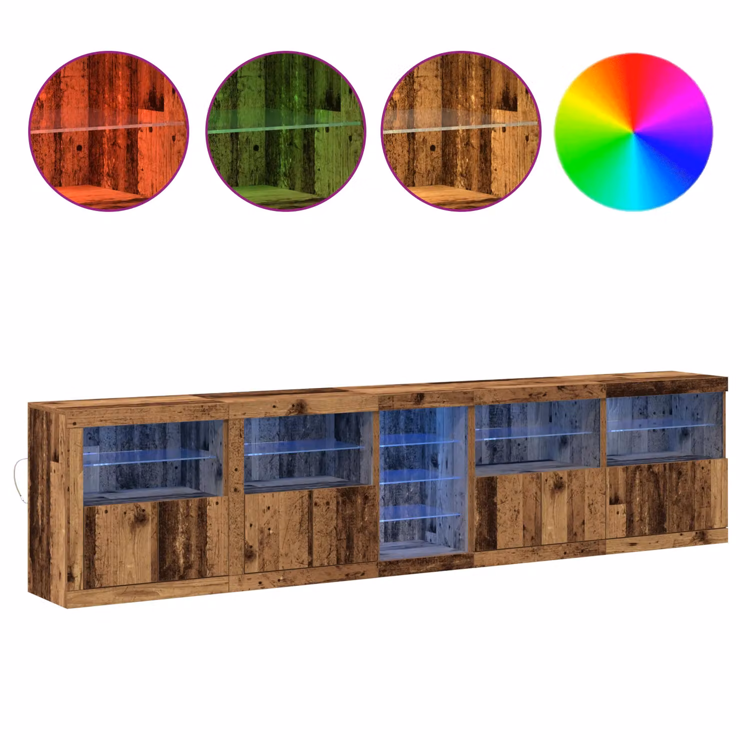 Berkfield Home Rustic Brown Sideboard with Integrated LED Lights, W: 283 cm, D: 37 cm, H: 67 cm – 3