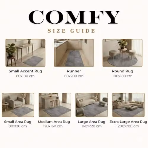 Desire Rugs Plain Grey Washable Non-Slip Hallway and Living Room Runner Rug, W: 60 cm, L: 200 cm – 3