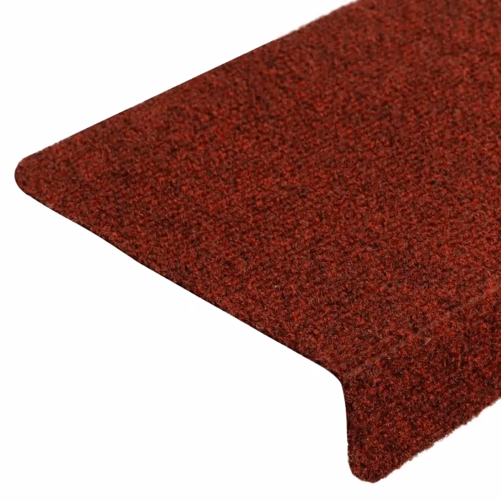 Berkfield Home Non-Slip Needle Punch Stair Mats, 10 Pack, Bordeaux Red, W: 65 cm, D: 21 cm, H: 4 cm – 3