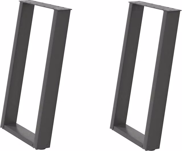 Berkfield Home vidXL U-Shaped Dining Table Legs, 2 Piece Anthracite Steel Set, H: 72-73 cm x W: 60 cm