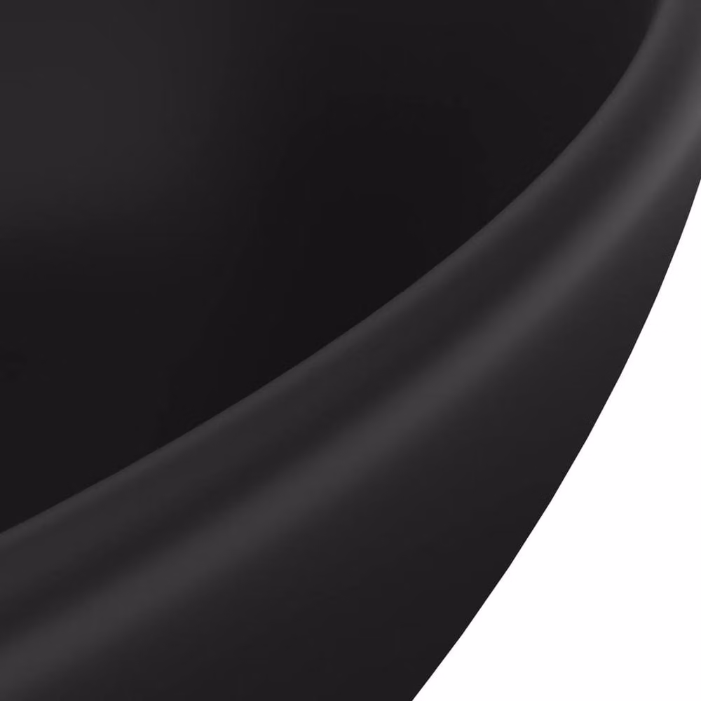 Berkfield Home Luxury Oval Ceramic Countertop Basin in Matt Black, W: 40 cm, D: 33 cm, H: 13.5 cm – 4