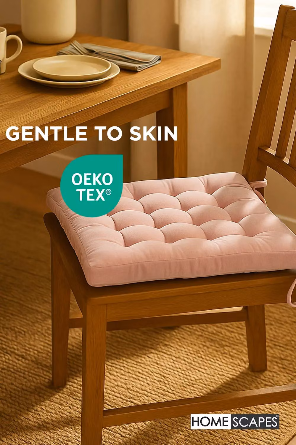 Homescapes Pink Velvet Quilted Seat Pad, W/D/H: 40 x 40 x 5 cm – 2