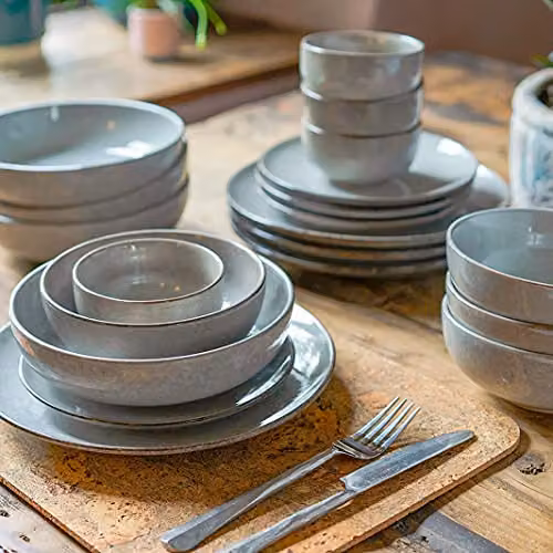 Cooks Professional Set of 4 Nordic Grey Ceramic Stoneware Pasta Bowls, Diameter: 20 cm – 2