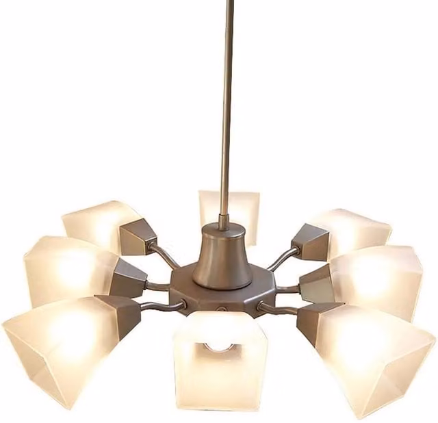 Netlighting Chievo 8 Light G9 Pendant Lamp in Satin Chrome and Grey