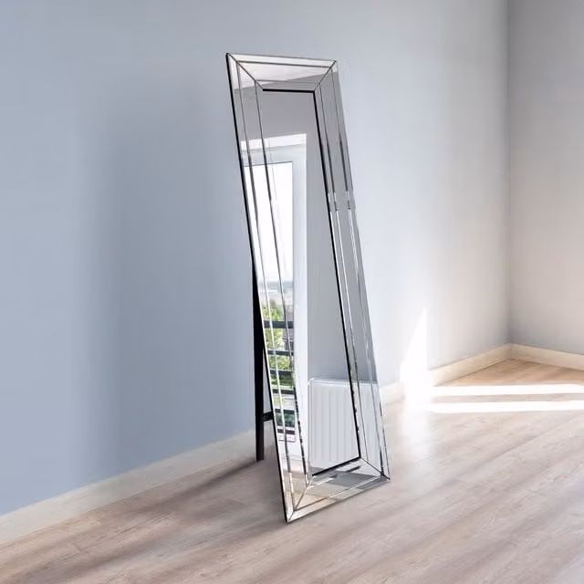 MirrorOutlet Triple Bevel Large Modern Venetian Cheval Mirror, H 150 cm x W 40 cm