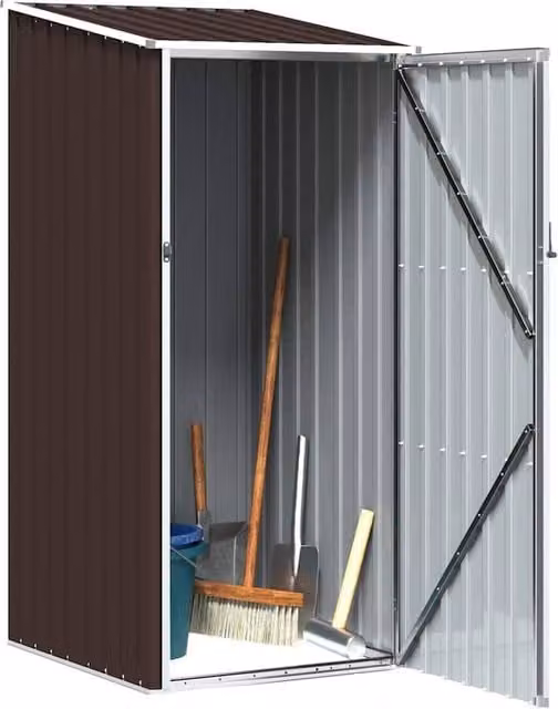 Berkfield Home Garden Shed in Brown Galvanised Steel, W/D/H: 87 x 98 x 159 cm – 1