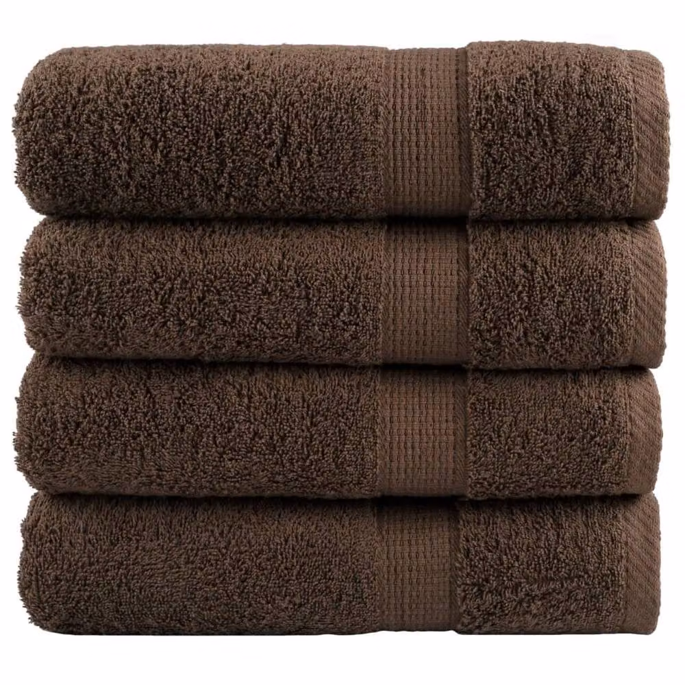 Berkfield Home SOLUND Premium Cotton Terry Bath Towels, 4 Pack, Brown, W: 100 cm, L: 150 cm, 600gsm – 2
