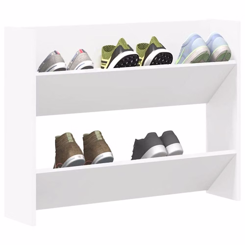 Berkfield Home Wall Mounted Shoe Cabinet in White, W: 80 cm, D: 18 cm, H: 60 cm – 2
