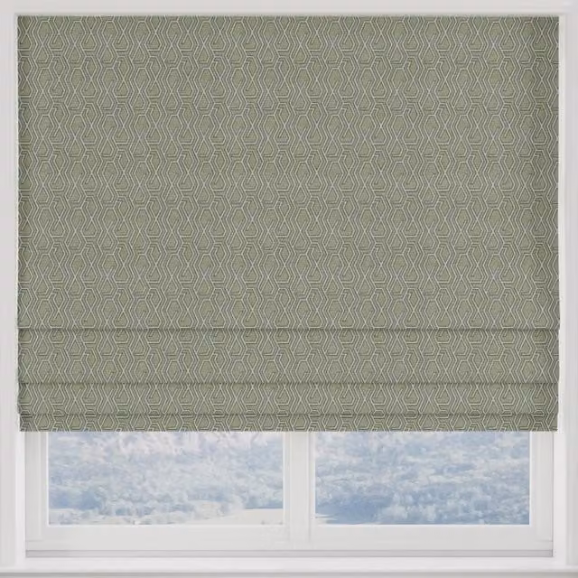 Terrys Manhattan Made to Measure Blackout Roman Blind in Green Graphic Polyester