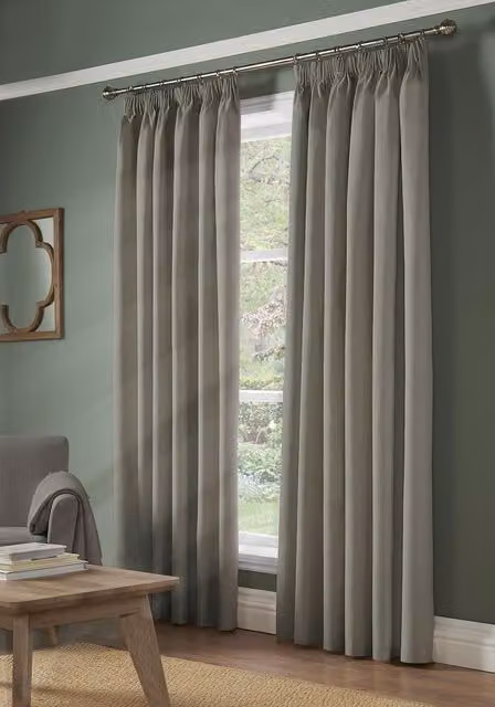Luxury Living Silver Pencil Pleat Blackout Curtains, Width: 168 cm, Drop: 137 cm