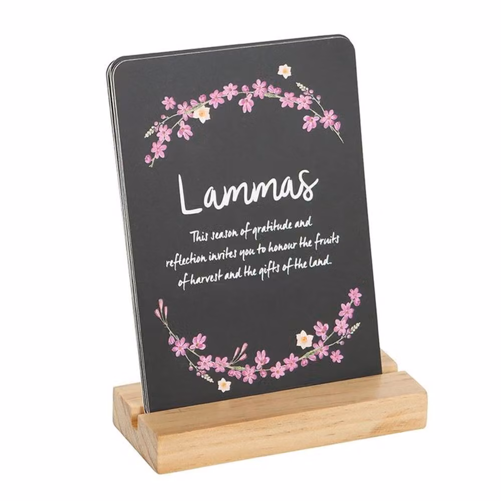 Uniqueful Wheel of the Year Altar Cards with Wood Stand, Multicolour, Height: 15 cm – 3