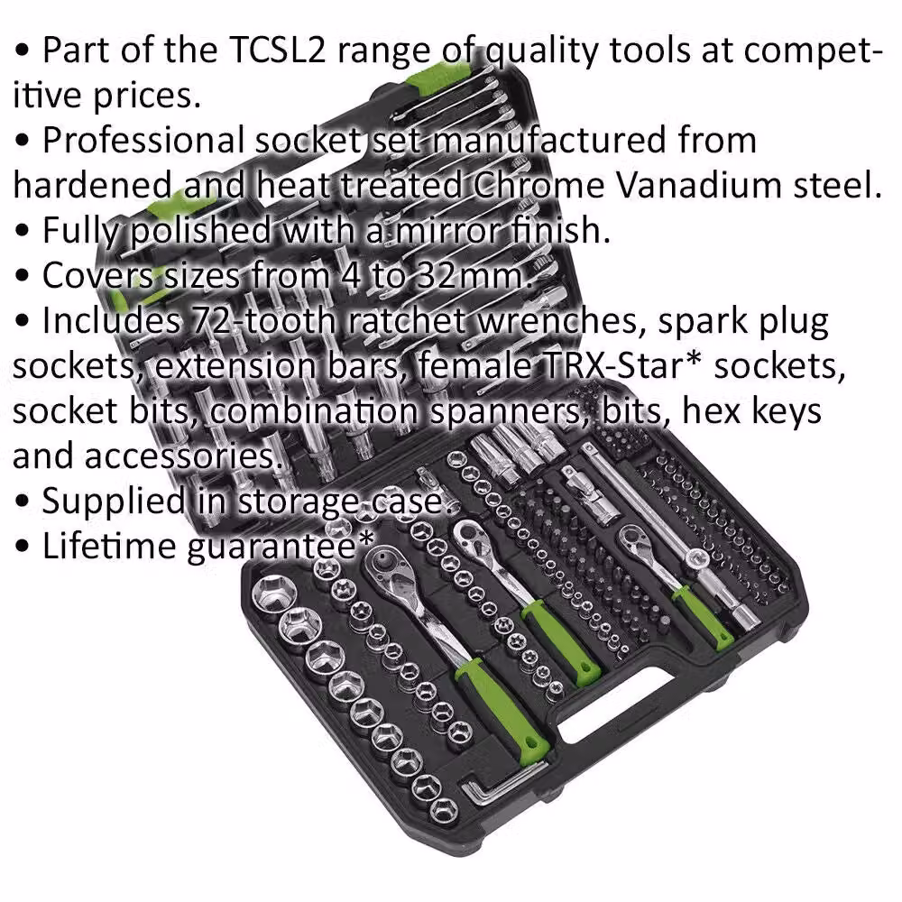 Loops 219pc Premium Socket, Bit and Ratchet Handle Set in Multicolour Chrome Vanadium Steel with 1/4", 3/8" and 1/2" Drive 6 Point – 2