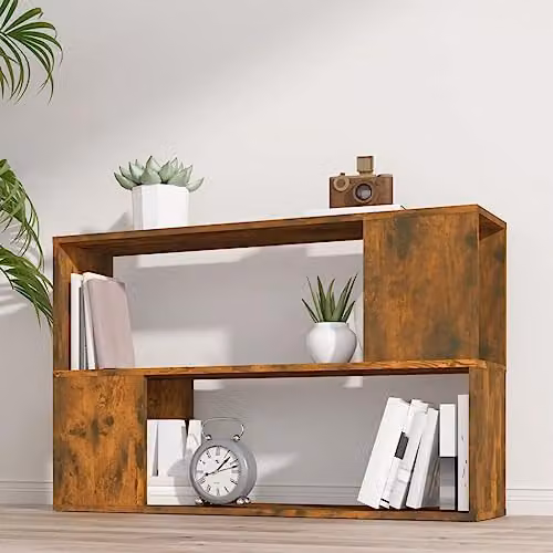 vidaXL Modern Smoked Oak Book Cabinet in Brown, W/D/H: 100 x 24 x 63 cm – 1
