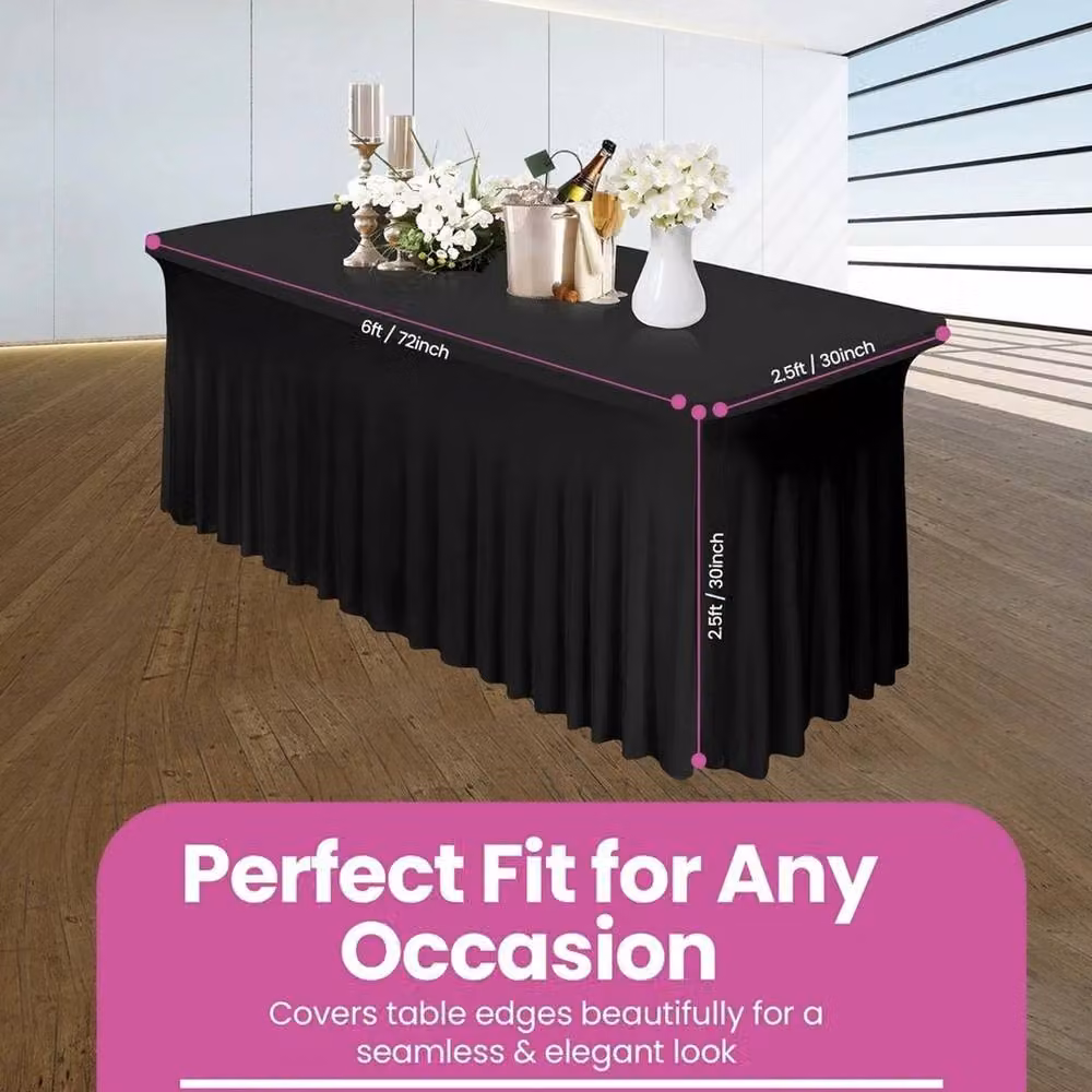 VOGREX Black Rectangular Polyester Tablecloth for Weddings and Parties – 2