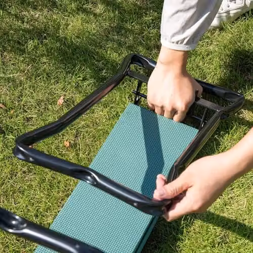 Outsunny 2-in-1 Foldable Garden Kneeler and Seat Bench, Green – 8