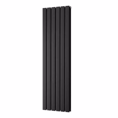 UK Radiators Typhoon Black Flat Tube Vertical Designer Radiator, H 140 cm x W 40.8 cm