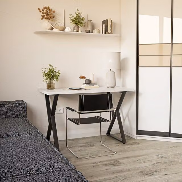 Shefa Line Chicago Rectangular Dining Table in Concrete Grey, Width: 120 cm