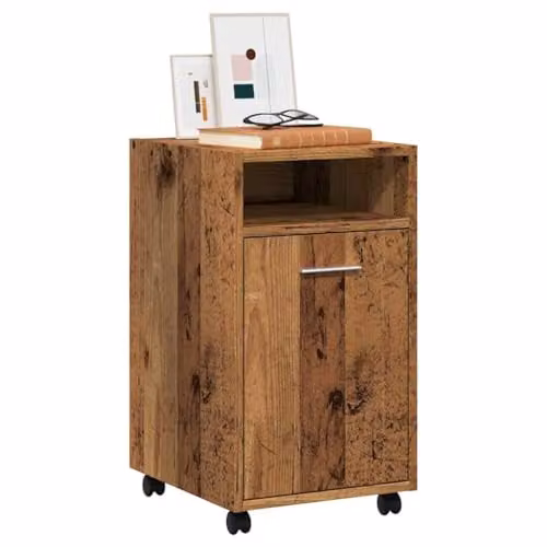 vidaXL Modern Freestanding Cabinet with Castors in Old Wood Brown, W/D/H: 33 x 38 x 60 cm – 4