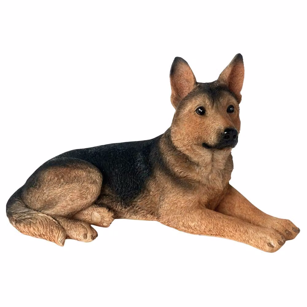 Animal Crackers Realistic Laying German Shepherd Dog Figurine in Black, Brown and Green, Height: 18 cm – 2