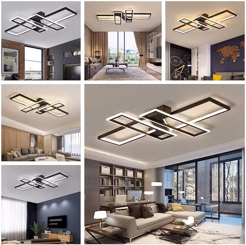COMELY Modern Dimmable LED Ceiling Light, Black, W: 120 cm – 4