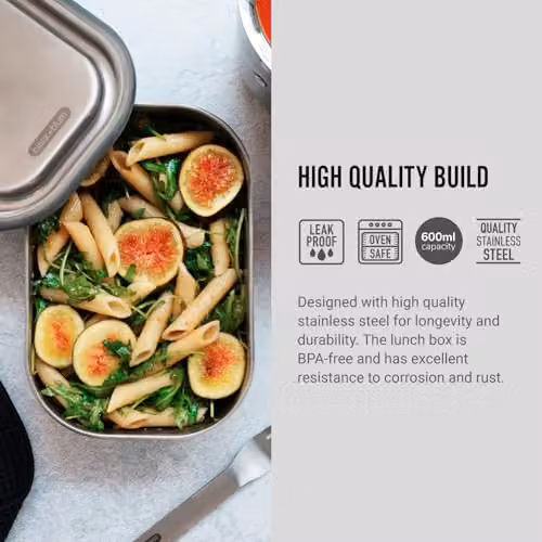 Black + Blum Stainless Steel Leakproof Bento Lunch Box with Cutlery, 600ml, Green and Black – 5