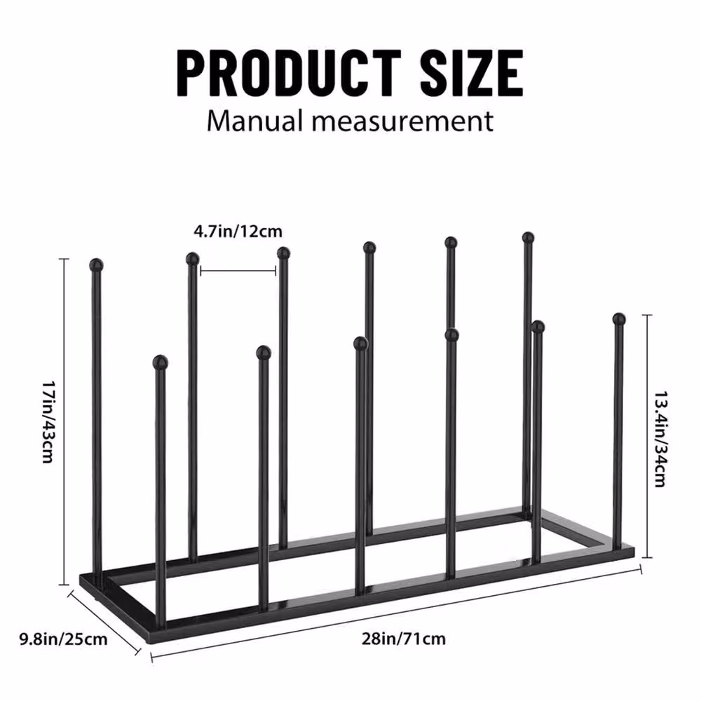 SPETLEK Black Steel Freestanding Boot Rack for 6 Pairs of Footwear, Width: 50 cm – 2