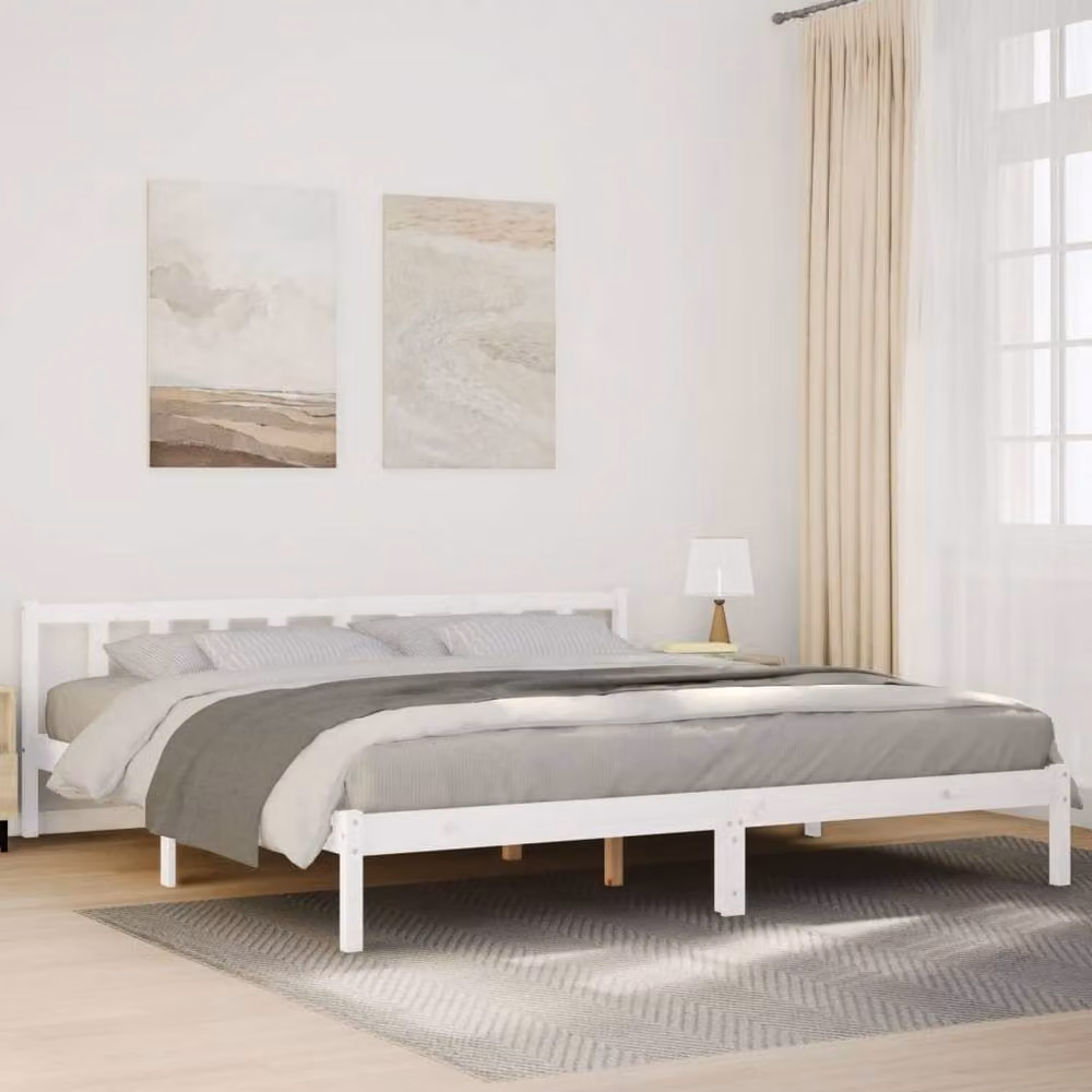 Berkfield Home Decorative Extra Long Bed Frame in White Pine Wood W/D/H: 180 x 69.5 x 185.5 cm – 2