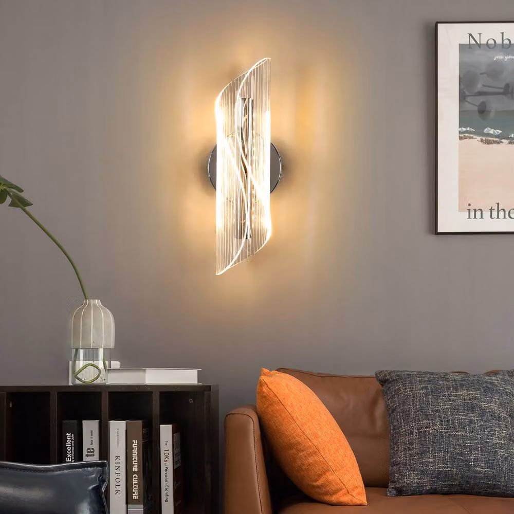 COMELY 12W LED Spiral Design Silver Wall Light with 3 Colour Temperatures – 2