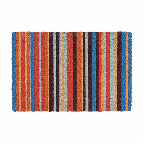 Nicola Spring Striped Coir Door Mat, Brown and Multicolour, W: 60 cm, D: 40 cm – 1