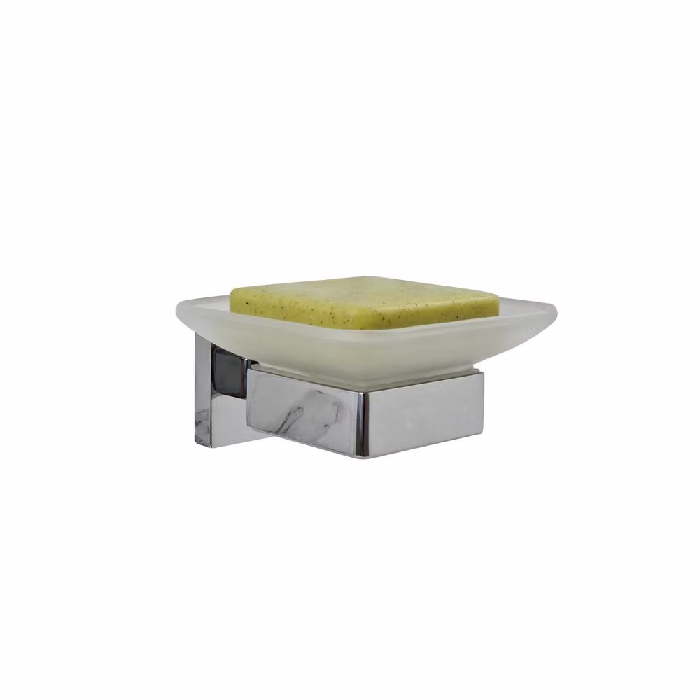 The Bath Plus Wall Mounted Glass Soap Dish and Holder in Silver – 3