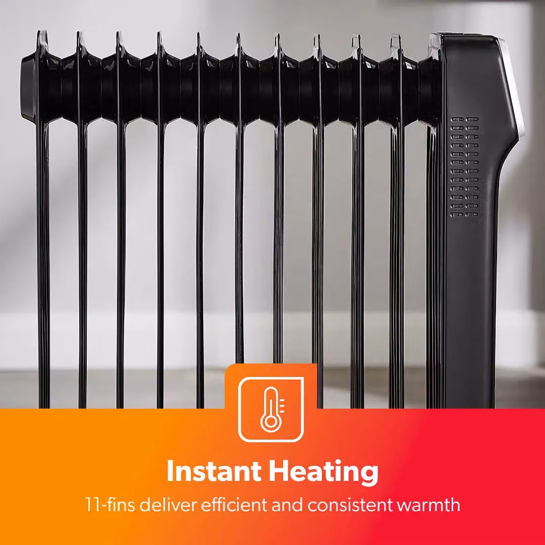 Geepas 11 Fin Digital Oil Filled Radiator Heater 2500W with Remote Control and Timer in Black – 6