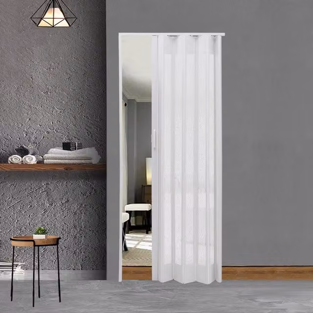 Livingandhome Transparent White PVC Folding Pocket Door, Width: 87 cm