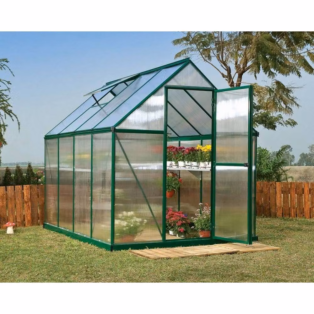 Palram Mythos Polycarbonate Greenhouse, Green, L247 x W185 x H208 cm – 2