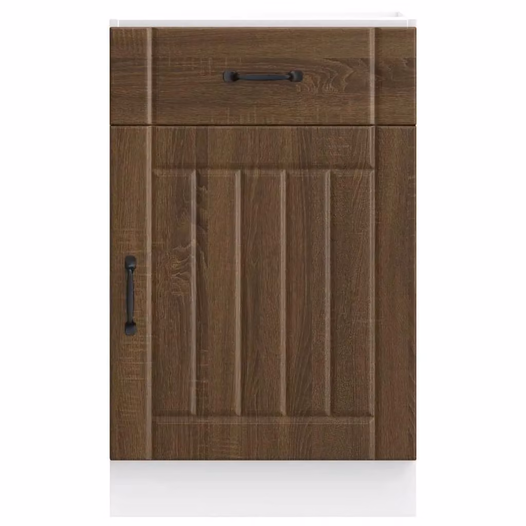 Berkfield Home Lucca Freestanding Kitchen Sink Base Cabinet in Brown Oak Matt MDF – 3