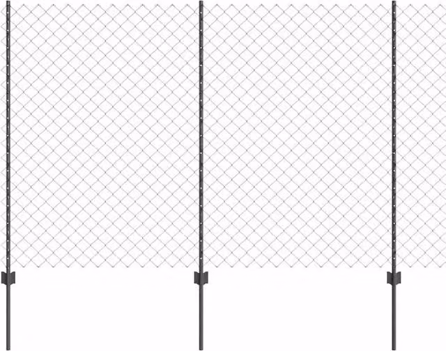 Berkfield Home Grey Galvanised Steel Chain Link Fence with 44 U Posts, 1.6 x 25 m