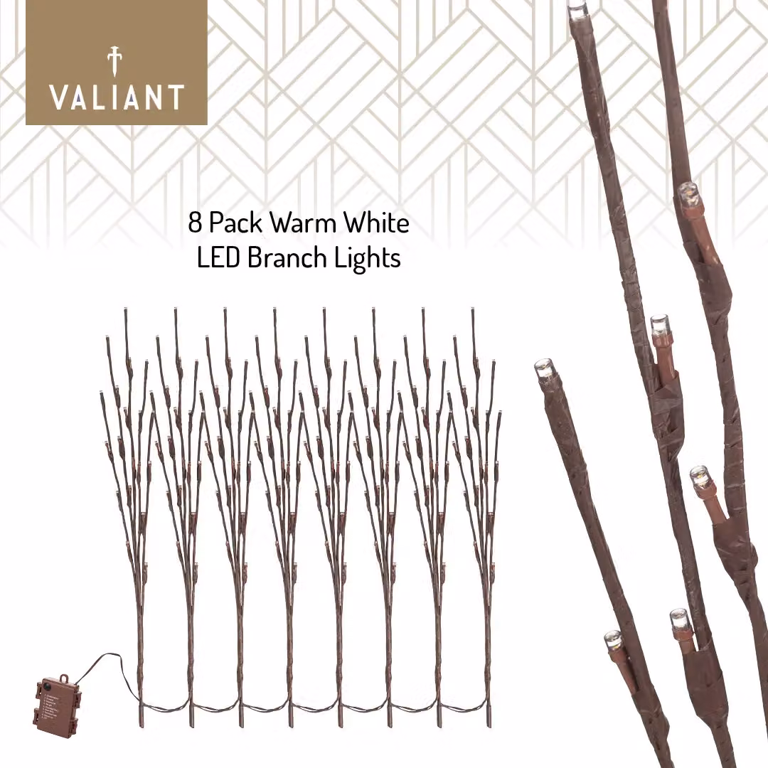 Valiant Warm White LED String Lights, 8 Pack, Battery Operated, Brown – 3
