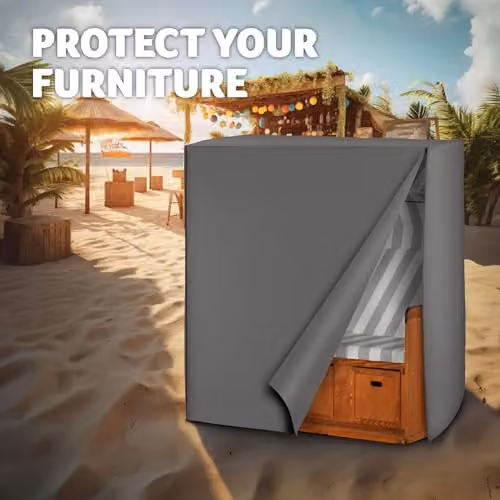 tectake Weatherproof Grey Beach Chair Cover, W/D/H: 120 x 80 x 145 cm – 5