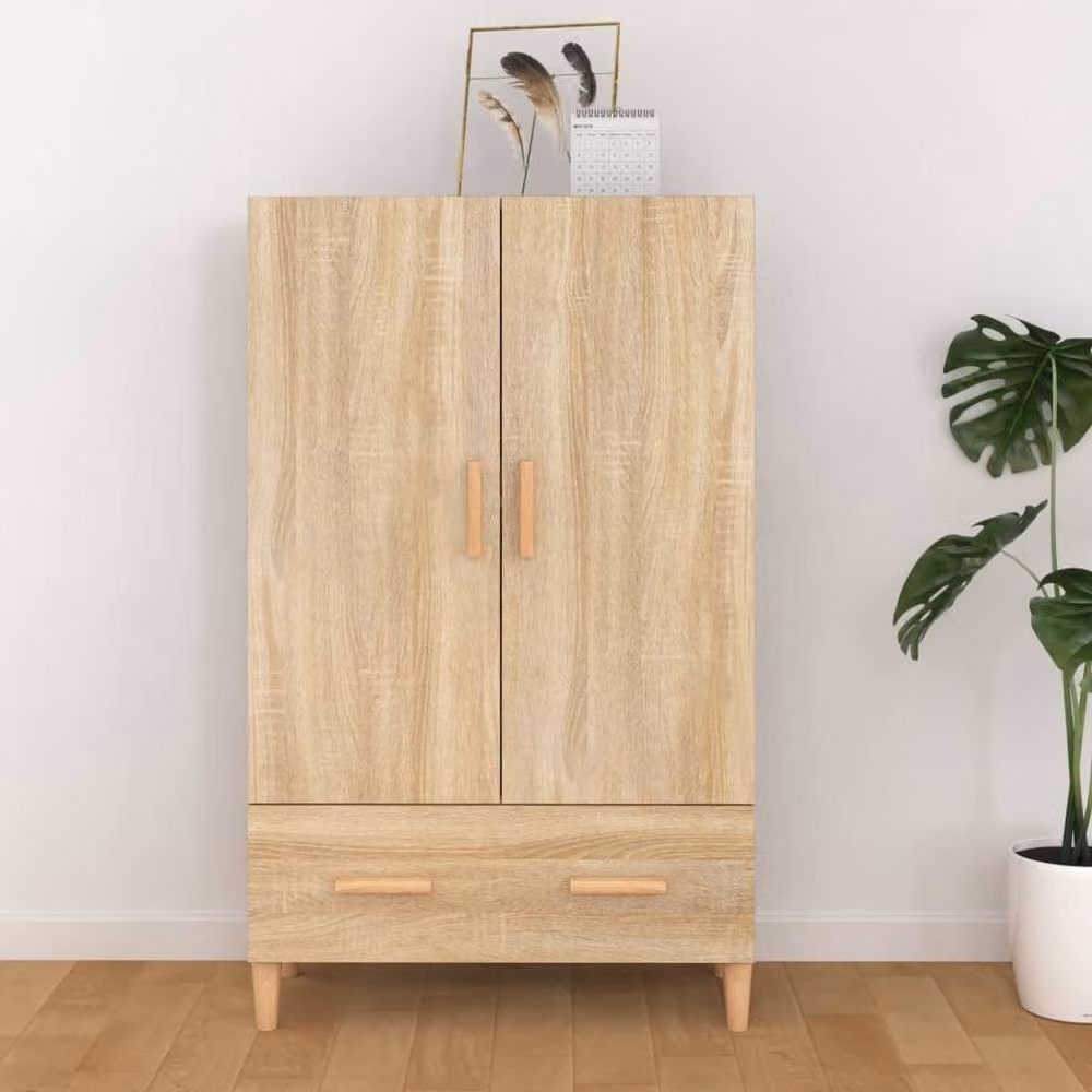 Berkfield Home Sonoma Oak Highboard in Light Beige, W/D/H: 70 x 31 x 115 cm – 2